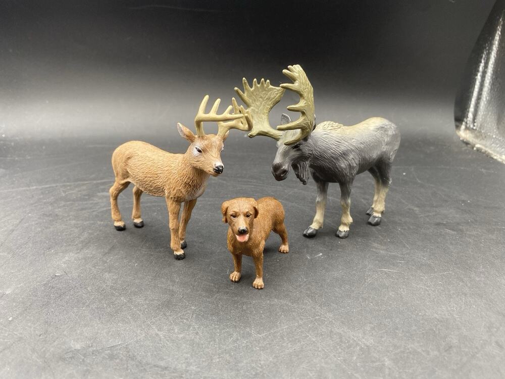 Lot Of 3 Tree House Kids Plastic Forest Animals Moose/Deer / Dog